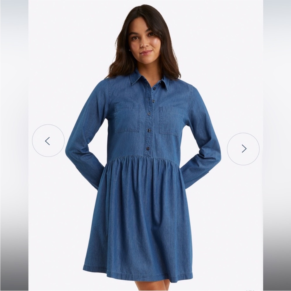Draper James Blue Denim Chambray Shirt Dress - Long Sleeve